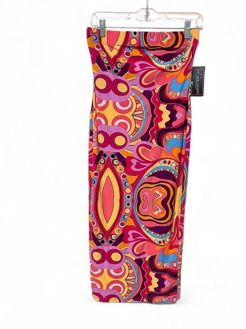 Vibrant Psychedelic Print‎ midi dress  - Bold Pink & Orange